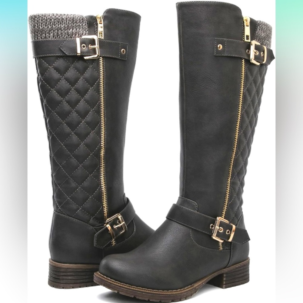 Size 9 Womens  Quilted Knee-High Fashion Boots